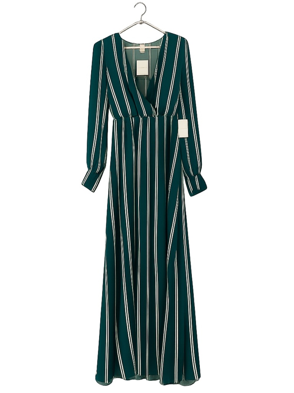 Forever 21 Green and White Vertical Stripe Maxi Dress